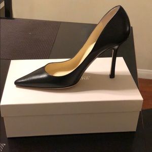 Jimmy Choo Black Leather Empire Pumps